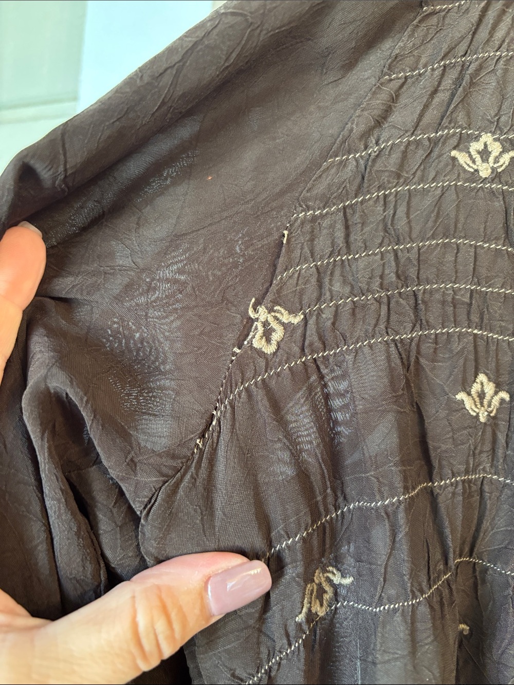 Johnny Was brown embroidered boho tunic blouse XL - Picture 4 of 7
